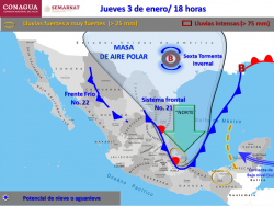 La sexta tormenta invernal y el frente frío 21 provocara bajas temperaturas